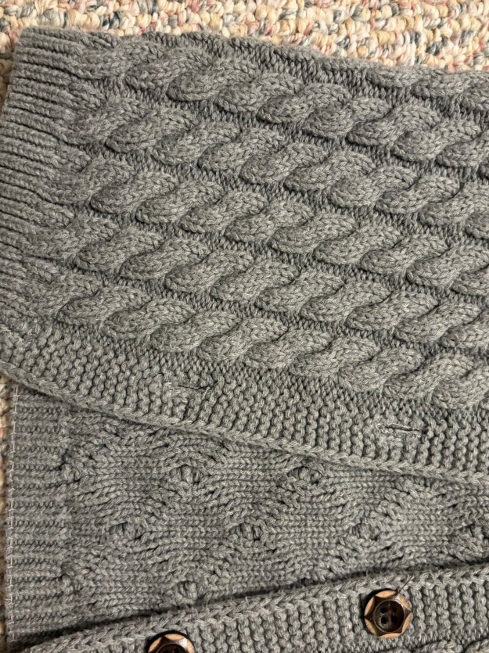 Handmade gray cable knit cardigan 3T